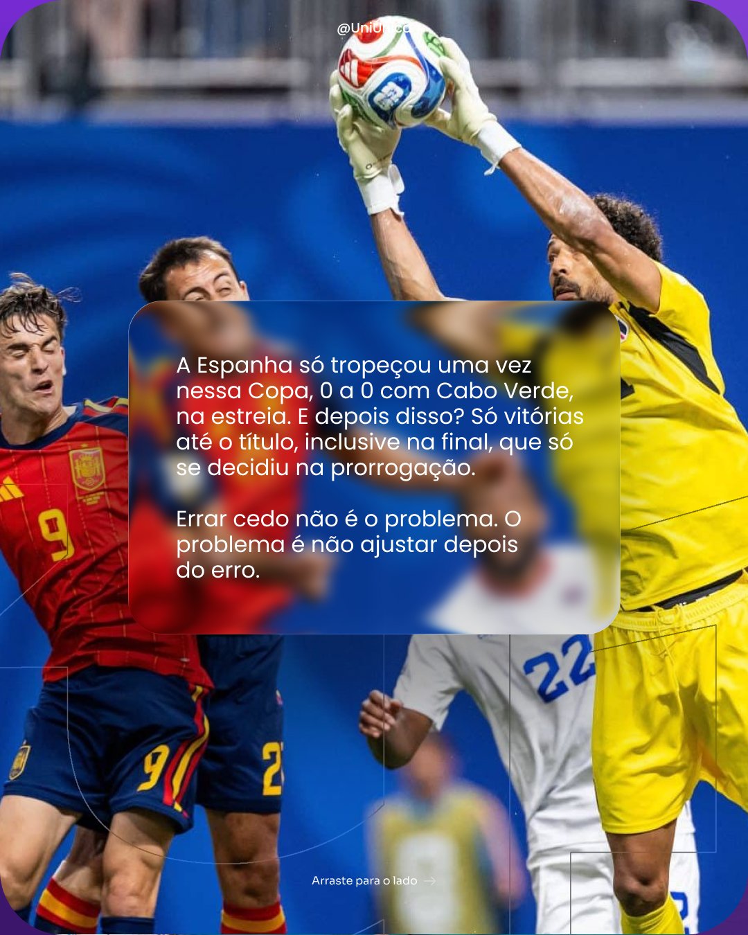 Tela 4: lance de jogo com card de vidro sobre errar cedo e ajustar depois